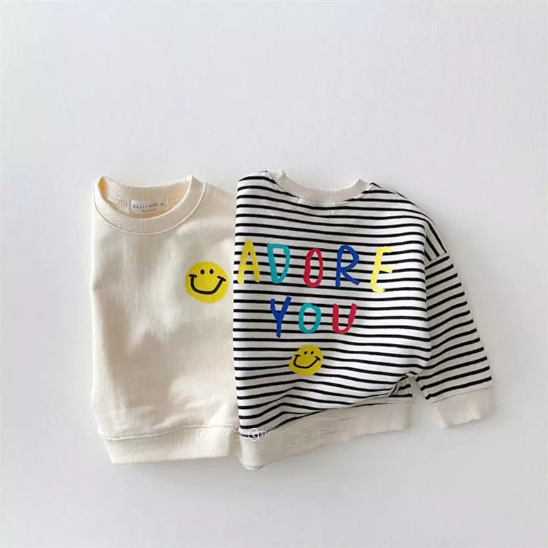 Toddler Smiley Adore You Print Long Sleeve Sweatshirt