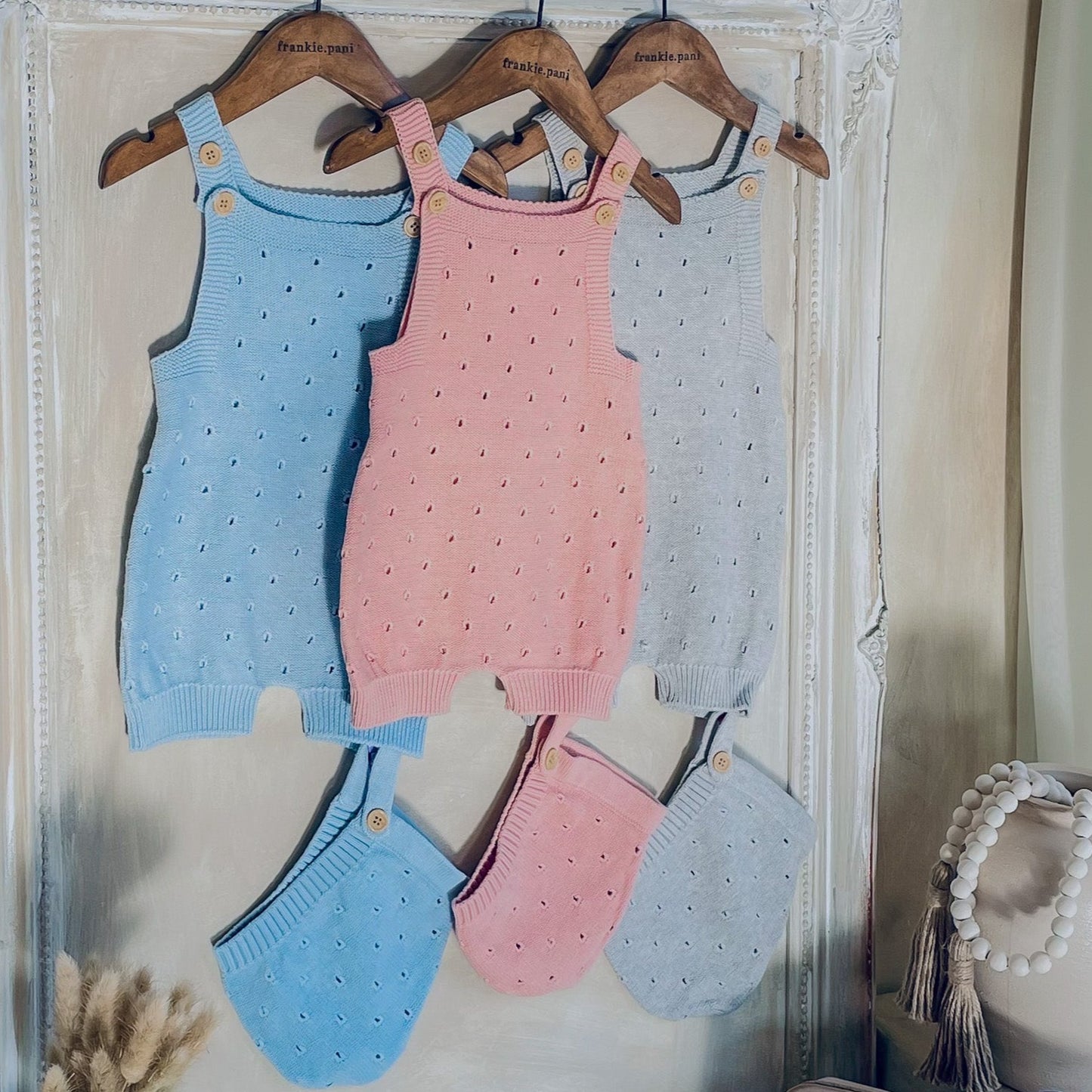 2 Piece 100% Cotton Baby Knitted Set Summer Sleeveless Romper and Hat