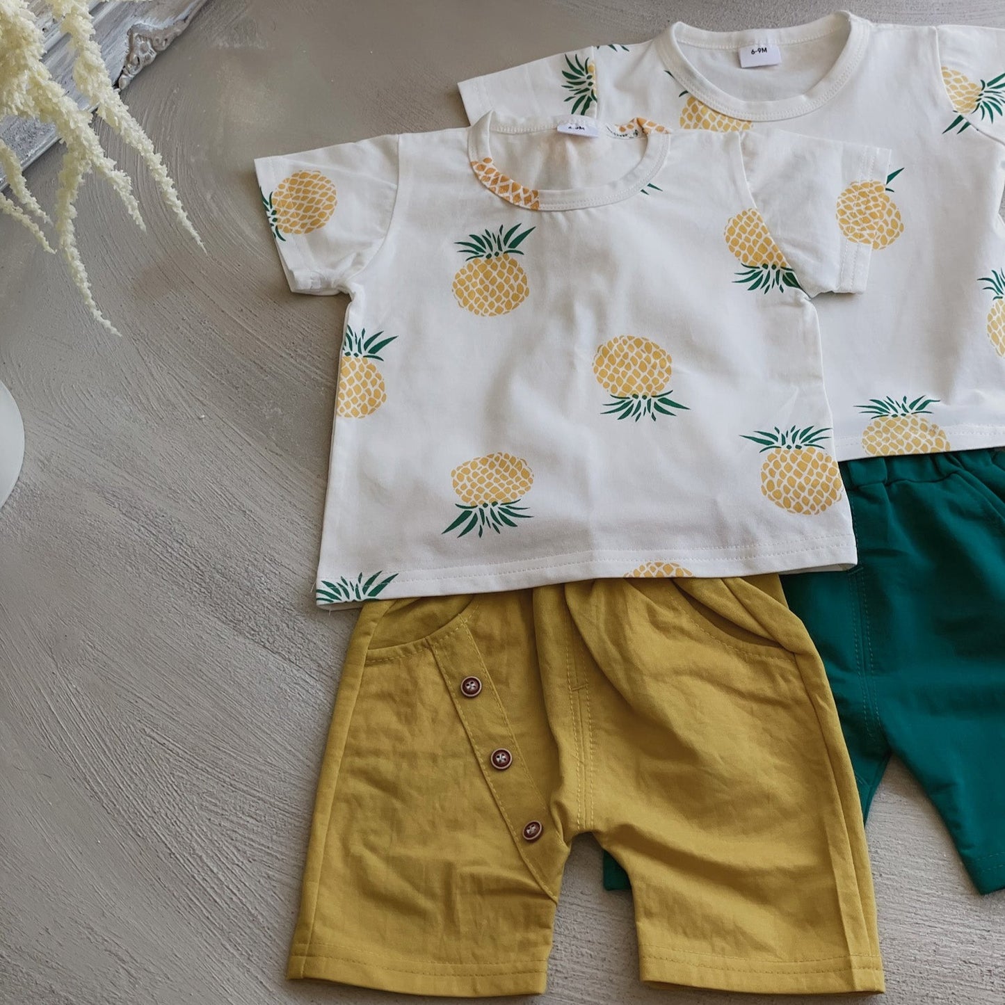 2 Piece Baby / Toddler Summer Outfit Short-sleeve Tee and Shorties Set