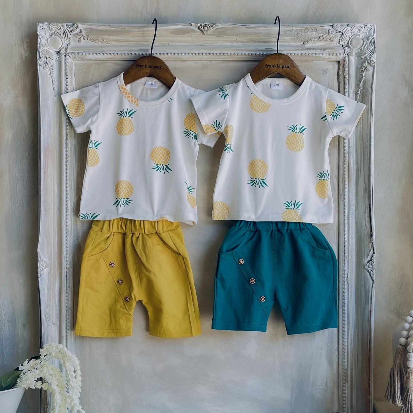 2 Piece Baby / Toddler Summer Outfit Short-sleeve Tee and Shorties Set